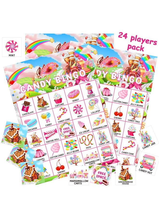 Shappy 35 Pieces Candy Bingo Games 24 Players Candy Party Favors Ice Cream Donut Lollipop Bingo Cards for Sweet Birthday Holiday Party Games Gifts Supplies - Image 1