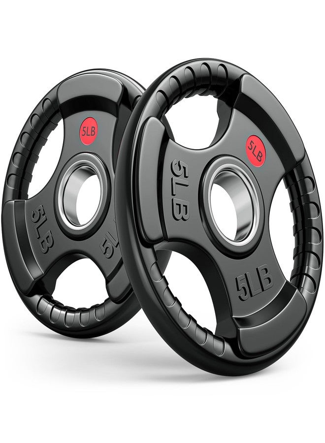 GIKPAL 2-inch Rubber Olympic Grip Weight Plates for Strength Training, Weightlifting in Home & Gym, Barbell Weights Plates Set (2.5/5/10/25/35/45 LB) (2 X 5LBS) - Image 1