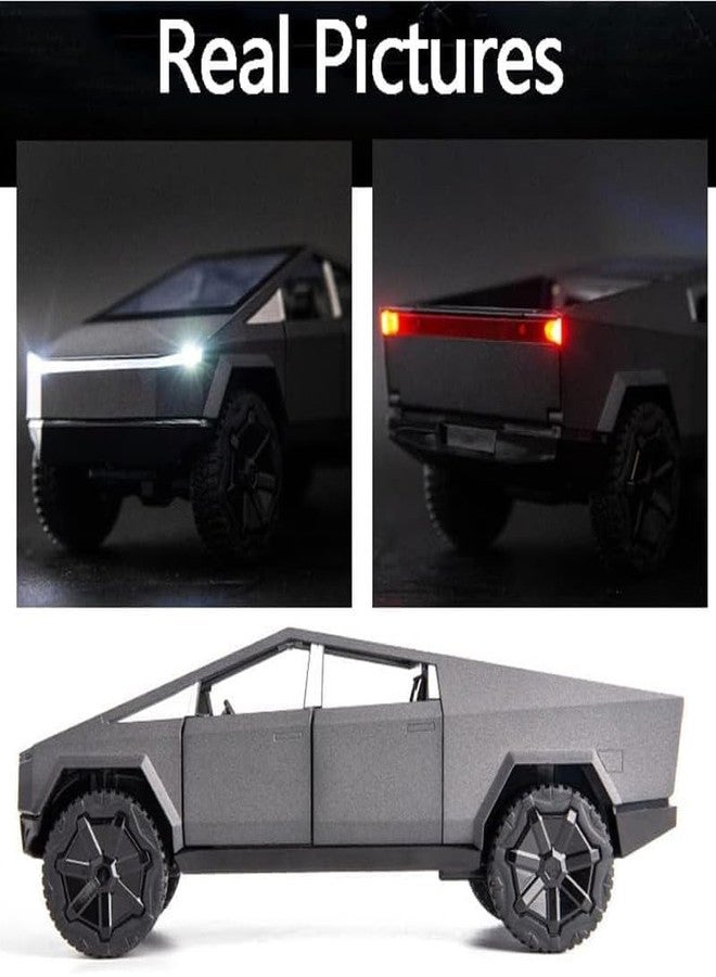 Arthasya Model 1:24 Big Tesla Cybertruck Model Alloy Metal Pull Back Die-cast Car Openable Doors with Sound and Light Vehicle Car Toy for Kids - Multicolor - Image 4