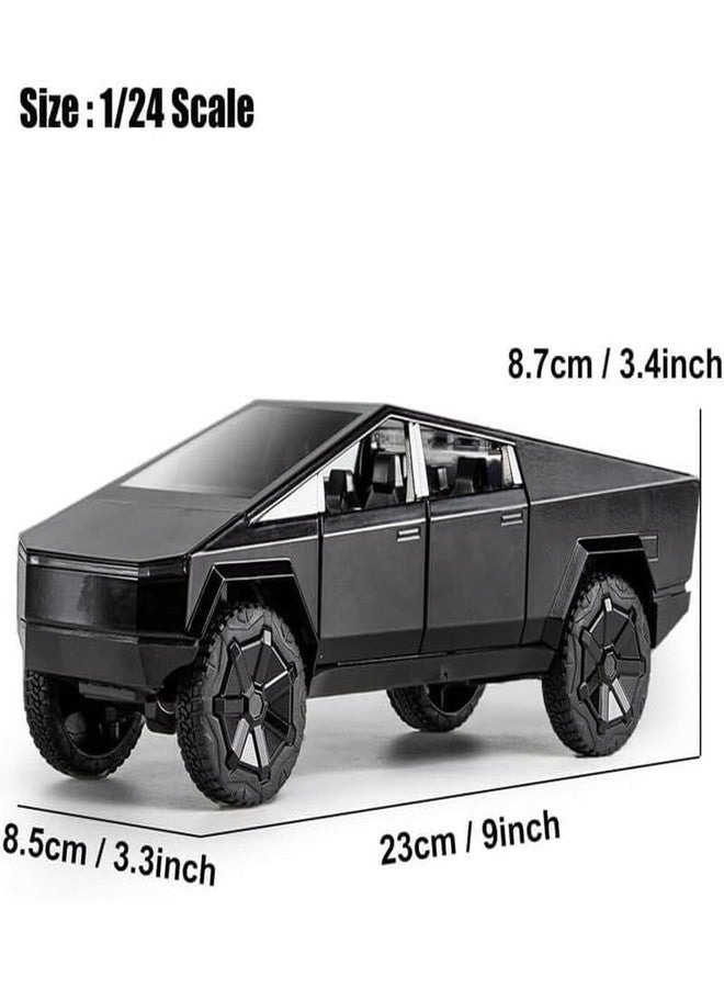 Arthasya Model 1:24 Big Tesla Cybertruck Model Alloy Metal Pull Back Die-cast Car Openable Doors with Sound and Light Vehicle Car Toy for Kids - Multicolor - Image 2