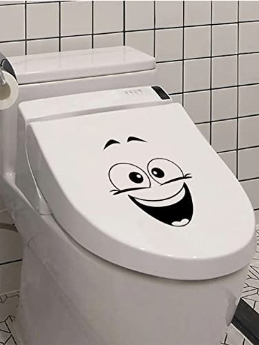 ASTUTE GRACE Toilet Smiley Funny Laughing Happy Face Emoji Decal Sticker for Bathroom Decor | Black | 8" | AG-679 - Image 2