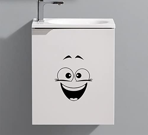 ASTUTE GRACE Toilet Smiley Funny Laughing Happy Face Emoji Decal Sticker for Bathroom Decor | Black | 8" | AG-679 - Image 4