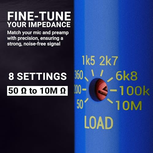 SE ELECTRONICS DM2 TNT: 1-Channel Active Inline preamp for Dynamic/Ribbon mics, +30dB gain and 8 Load impedance Settings. Perfect for Home Studios, podcasts, Streaming, Recording. - Image 4