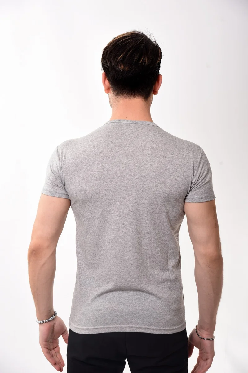 بيليفانتي كولكشن V-Neck Basic Slim Fit Men's T-Shirt Gray