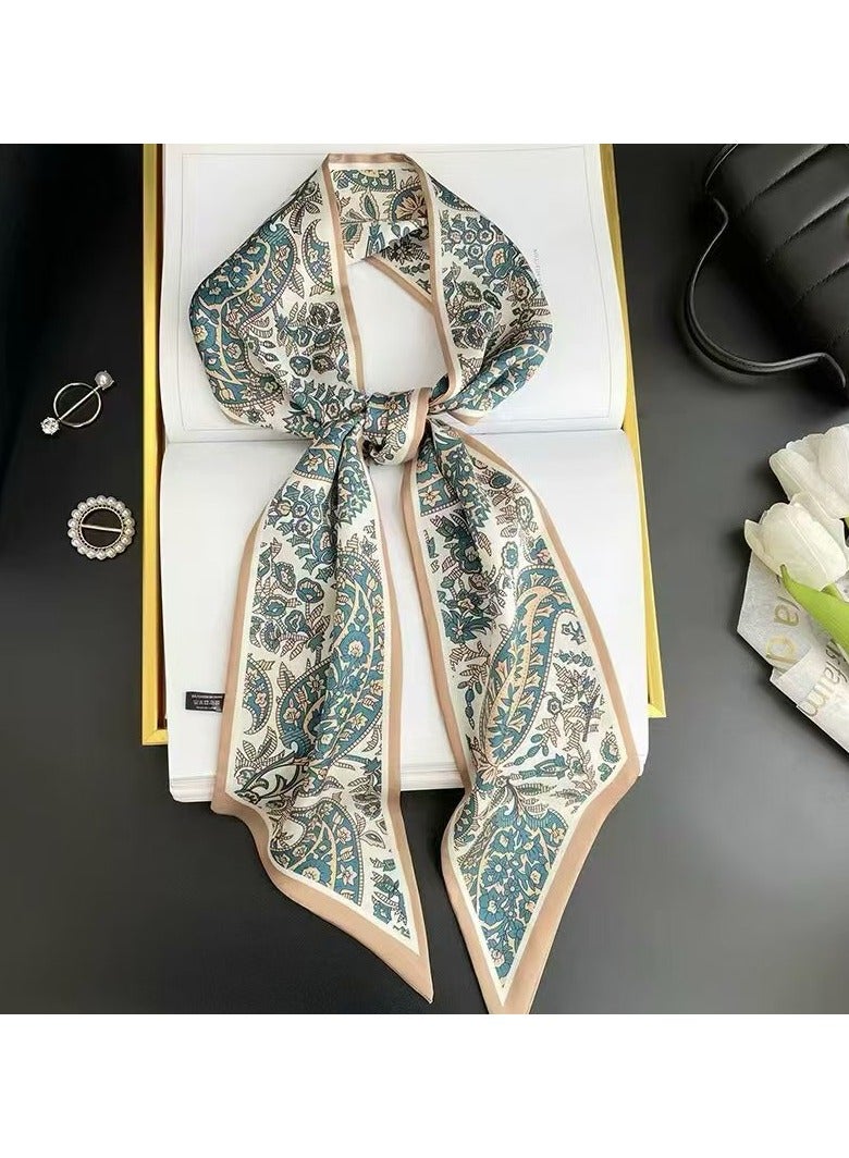 OLUDENIZ Women's Elegant Silk Scarf – Long Skinny Printed Fashion Accessory