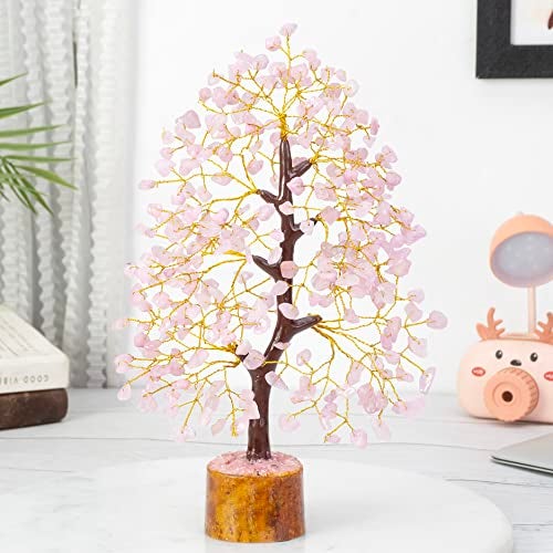 HindCraft Rose Quartz Crystal Tree of Life | Decorative Artificial Tree for Home & Office | Feng Shui Money Tree for Love & Positive Energy | Gift for Men & Women – Birthday & Anniversary - Image 5