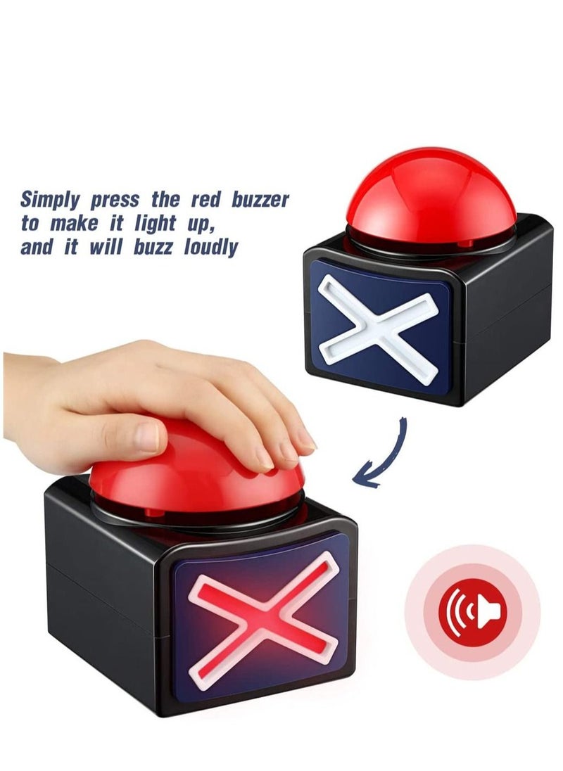 SYOSI - 2Pcs Game Answer Buzzer Alarm Button Box with Sound Light Got Talent Buzzer without Battery Party Contest Prop for Trivia Quiz Game Red - Image 1