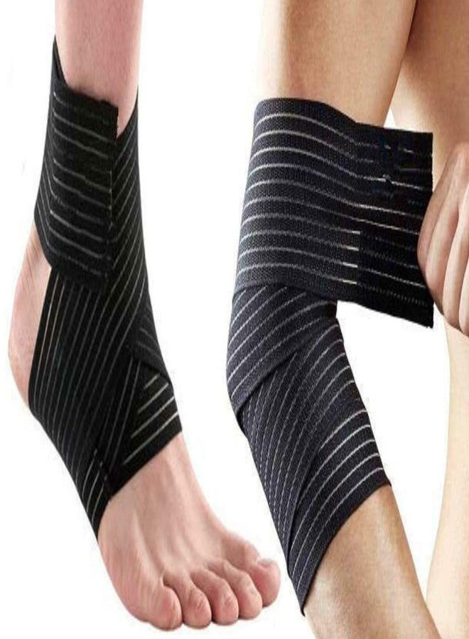 TIMA Elastic Breathable 2 Pieces Multipurpose Ankle cum Elbow Braces Compression Sleeves & Support Band for for Sport Injuries - Breathable Velcro Sleeves for Pain Relief, Sprains, and Recovery - Image 1