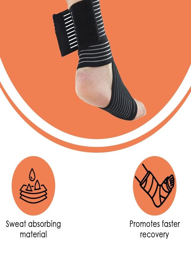 TIMA Elastic Breathable 2 Pieces Multipurpose Ankle cum Elbow Braces Compression Sleeves & Support Band for for Sport Injuries - Breathable Velcro Sleeves for Pain Relief, Sprains, and Recovery - Image 3