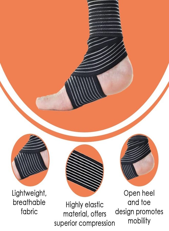 TIMA Elastic Breathable 2 Pieces Multipurpose Ankle cum Elbow Braces Compression Sleeves & Support Band for for Sport Injuries - Breathable Velcro Sleeves for Pain Relief, Sprains, and Recovery - Image 2