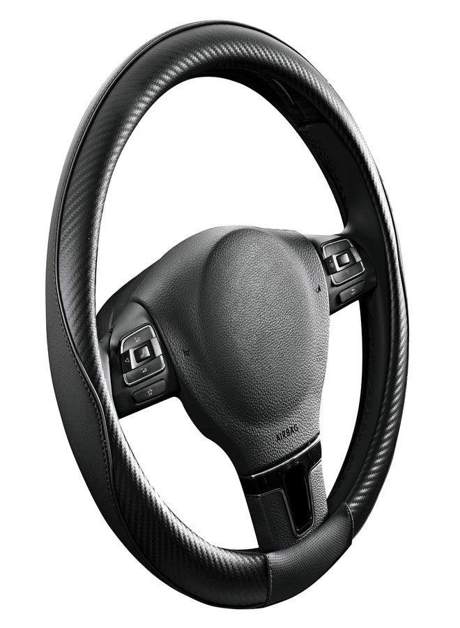 PIC AUTO Steering Wheel Cover, Black Piping Leather, Sports Carbon Fiber and Super Breathable Leather, Universal 14.5-15.5 Inch Anti-Slip Steering Wheels Accessories for Men & Women - Image 2