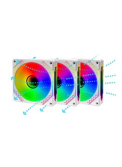 3 pack 120mm reverse airflow 5v 3pin argb addressable infinity mirror fans cpu fan case cooler fan with 4pin pwm control 800 1600rpm suitable for pc water cooling and cpu cooler white