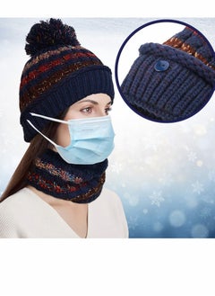 SYOSI 3 Pcs Womens Winter Beanie Hat Scarf Mask Golves Set, Warm Fleece Lined Ski Hat with Scarf Face Mask Touchscreen Mitten with Pom Pom for Girls  - Image 5