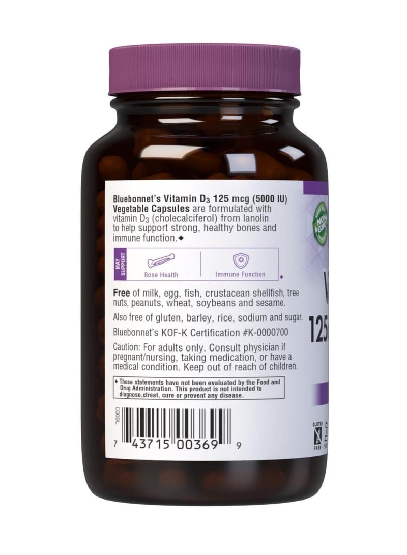 Bluebonnet Vitamin D3 125 mcg 120 Vegetable Capsules - Image 2