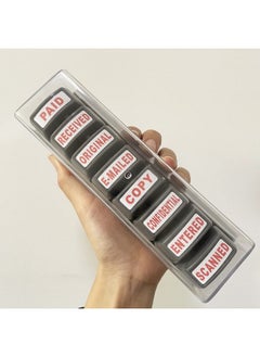 WAFJAMF Office Stamp Set 8Pcs Selfinking Rubber Business Stamp Red Ink  - Image 3