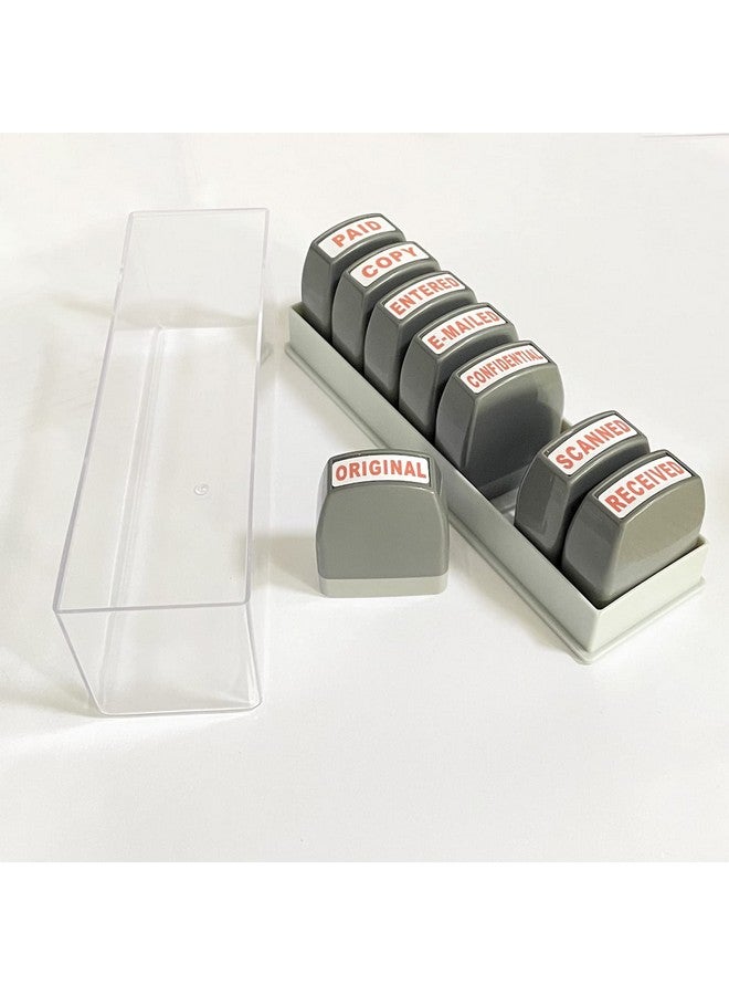 WAFJAMF Office Stamp Set 8Pcs Selfinking Rubber Business Stamp Red Ink  - Image 1