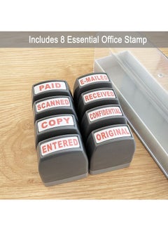 WAFJAMF Office Stamp Set 8Pcs Selfinking Rubber Business Stamp Red Ink  - Image 4