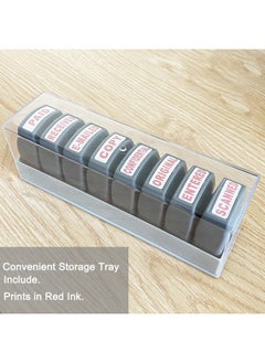 WAFJAMF Office Stamp Set 8Pcs Selfinking Rubber Business Stamp Red Ink  - Image 2