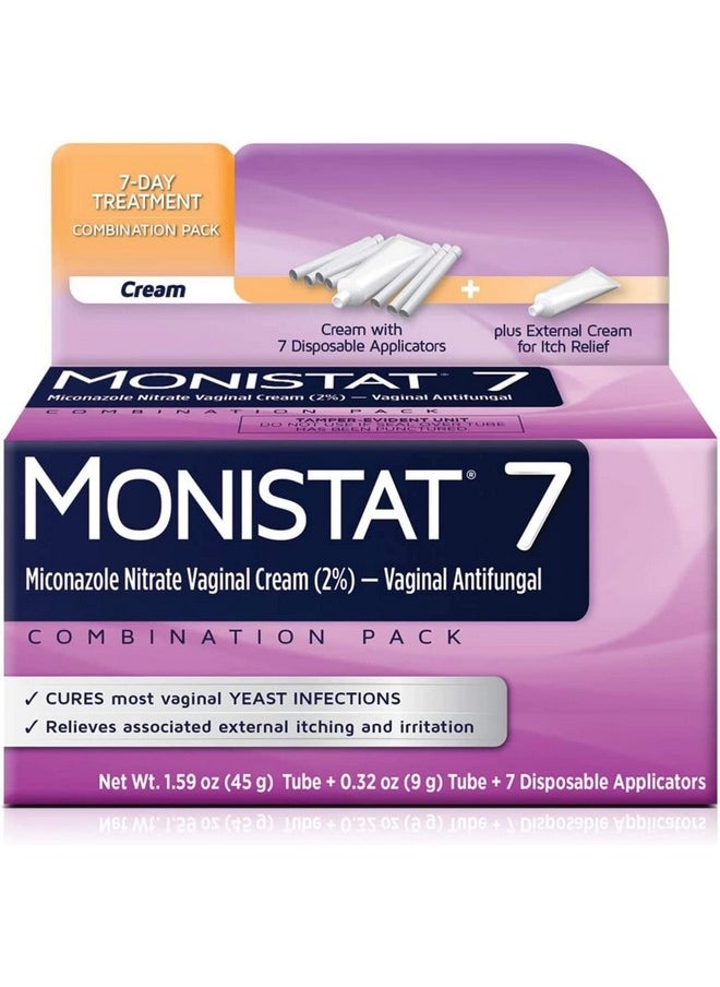 Monistat - Monistat 7 Simple Cure Feminine Antifungal Cream with RX Strength Cream, 7 Day Treatment Cream for Fast Treatment of Yeast Infections Pack of 3 - Image 1