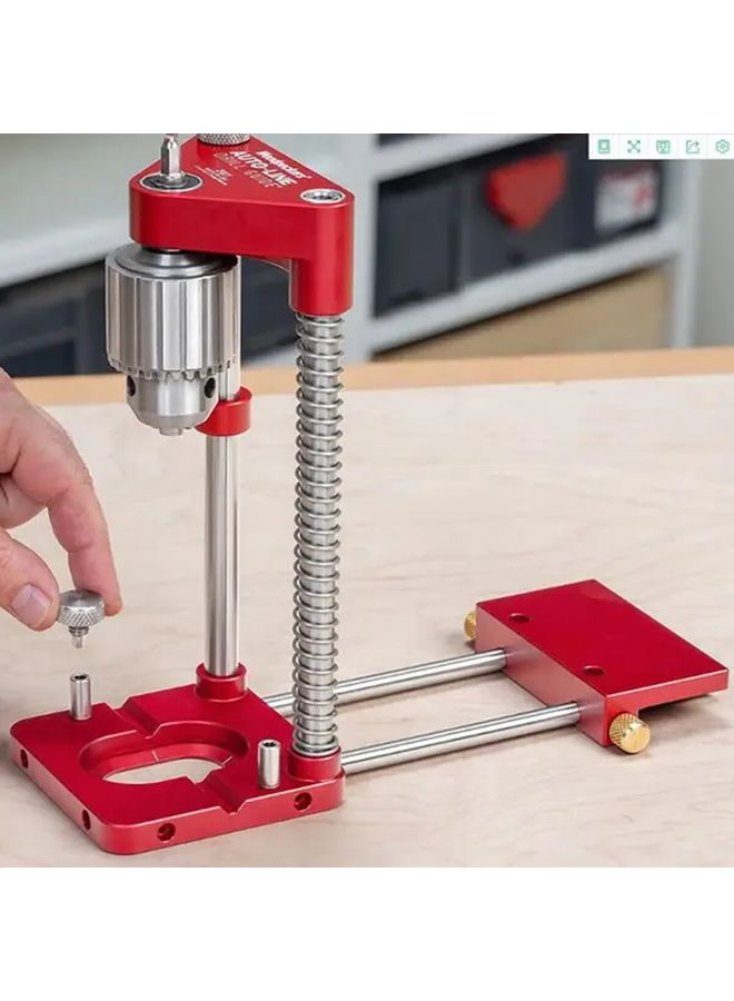 Red Portable Drilling Locator Woodpecker Design Heavy Duty Alloy Ergonomic Handle Precision Drill Guide - Image 2