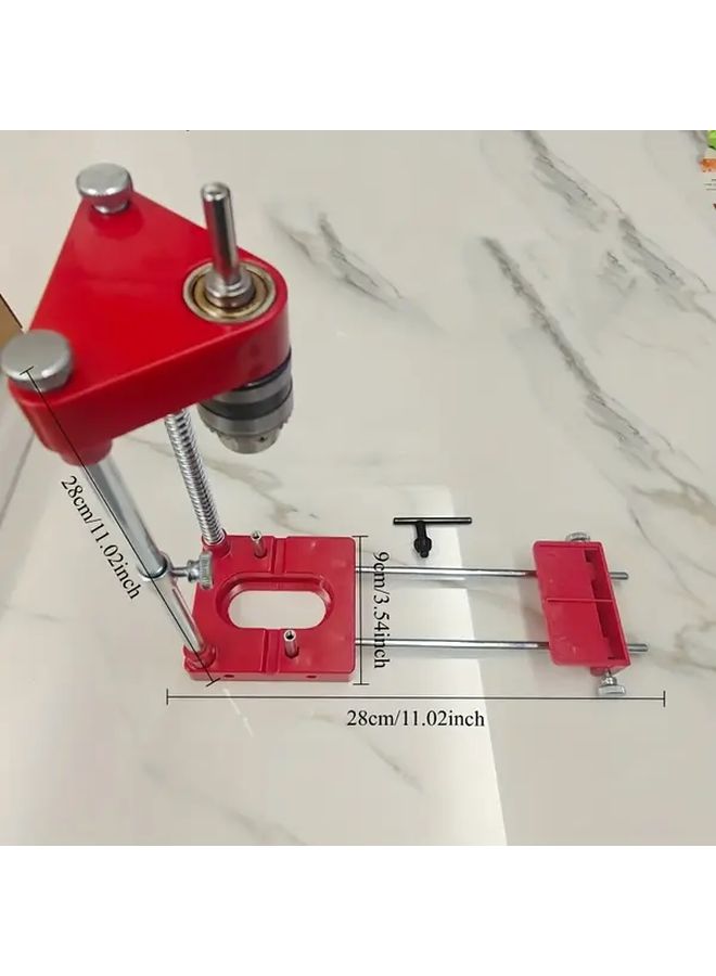 Red Portable Drilling Locator Woodpecker Design Heavy Duty Alloy Ergonomic Handle Precision Drill Guide - Image 4