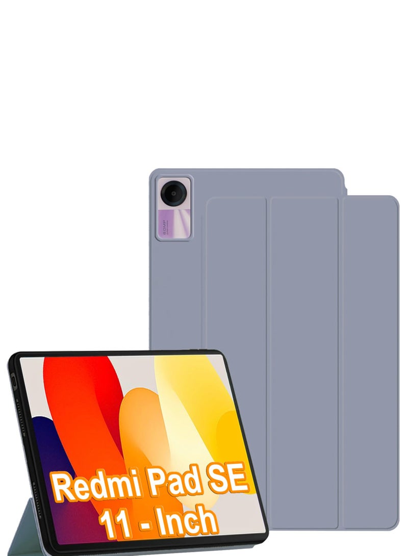 Case Compatible with Xiaomi Redmi Pad SE 11 Inch (2023) Tablet Slim Tri-fold Stand Soft TPU Back Shell Auto Wake/Sleep Anti-Drop Cover (Lavender Violet) - Image 1