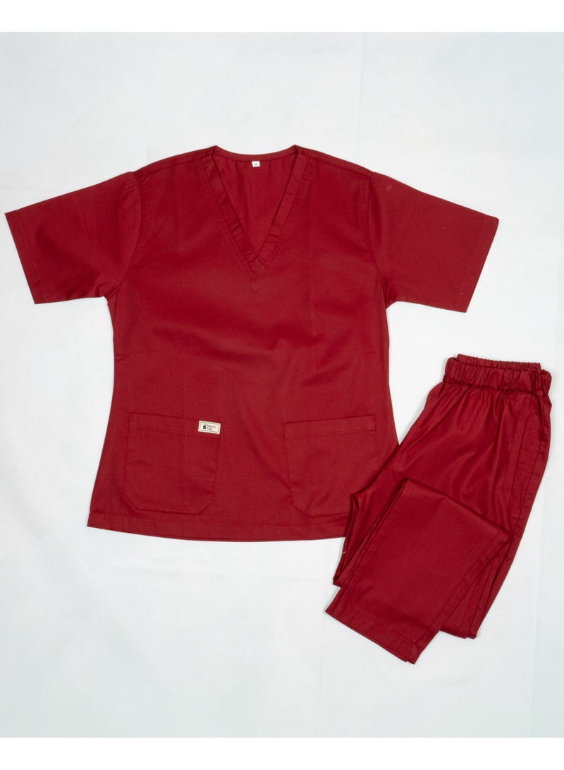 Nanny Tag V-Neck Scrub Suit | Premium Stretchable Medical Uniform with Utility Pockets - Image 1