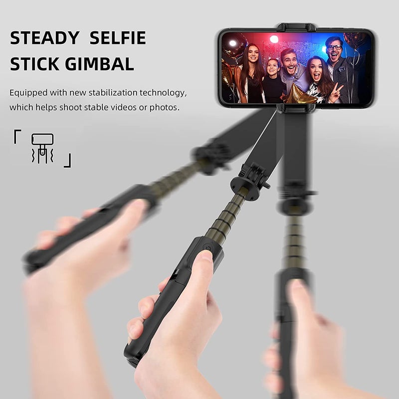 Hold Up Selfie Stick Tripod Gimbal Stabilizer for Smartphone with Fill Light Wireless Remote Control 360° Rotation Auto Balance Stabilizer Portable Phone,iPhone,Samsung,Android,Gopro,Small Camera - Image 4