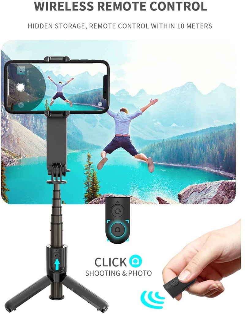 Hold Up Selfie Stick Tripod Gimbal Stabilizer for Smartphone with Fill Light Wireless Remote Control 360° Rotation Auto Balance Stabilizer Portable Phone,iPhone,Samsung,Android,Gopro,Small Camera - Image 5