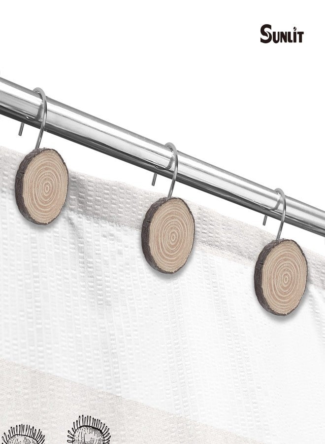 Sunlit Farmhouse Wooden Slices Shower Curtain Hooks, Rustic Home Decorative Shower Curtain Rings for Bathroom, Resin Shower Curtain Hangers Bathroom Accessories, Set of 12 - Image 4