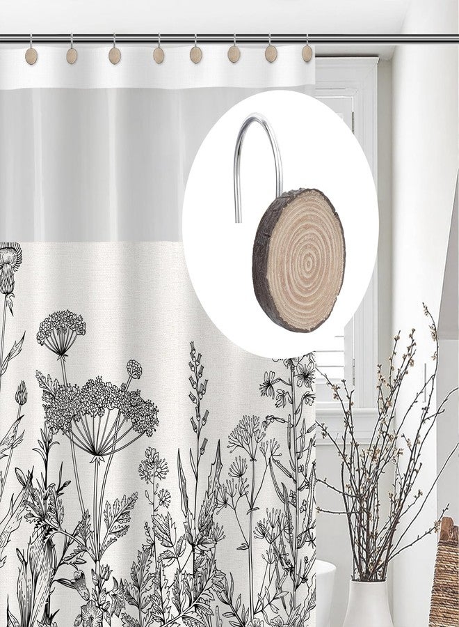 Sunlit Farmhouse Wooden Slices Shower Curtain Hooks, Rustic Home Decorative Shower Curtain Rings for Bathroom, Resin Shower Curtain Hangers Bathroom Accessories, Set of 12 - Image 5