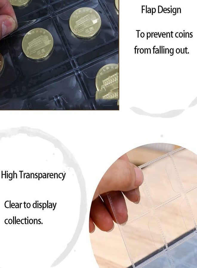 AITIME 20-Pocket Coin Pocket Sleeves, Stander 9-Holes Stamp Sleeves for Folder Binder, 10 Sheets Golden Silver Dollar Coin Storage Book Refills to Insert Coin Collection Holders for Collectors - Image 4