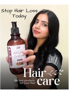 ALIF NATURALS Moroccan Argan & Onion Shampoo | Anti Dandruff & Damage Repair Formula fully Organic enriched with Argan oil, Pro-Vitamin B5 & Keratin for All Hair Types-Color | 300ml  - Image 2