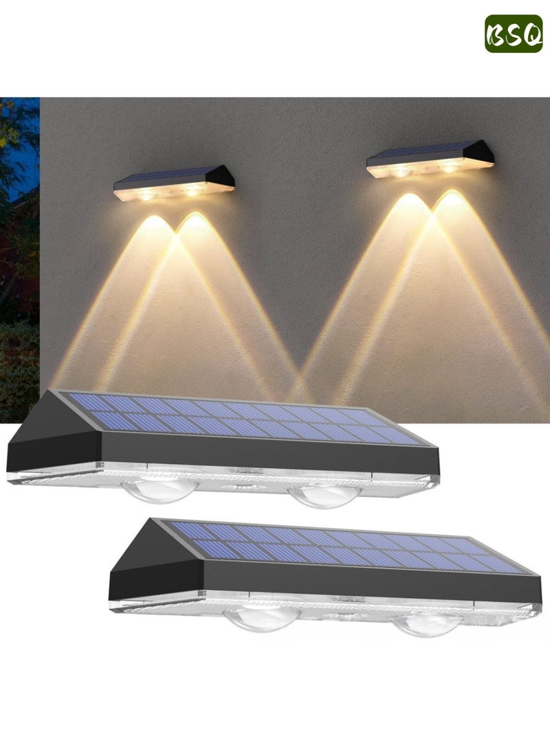 BSQ Outdoor Solar Fence Lights | 3 Modes (2700/4000/6000K) | IP65 Waterproof | Solar Lights for Outdoor Fences, Patios, Backyards, Railings, Steps, Courtyards, Deck Fences, Stair Handrails, and Walls (2-Pack) - Image 1