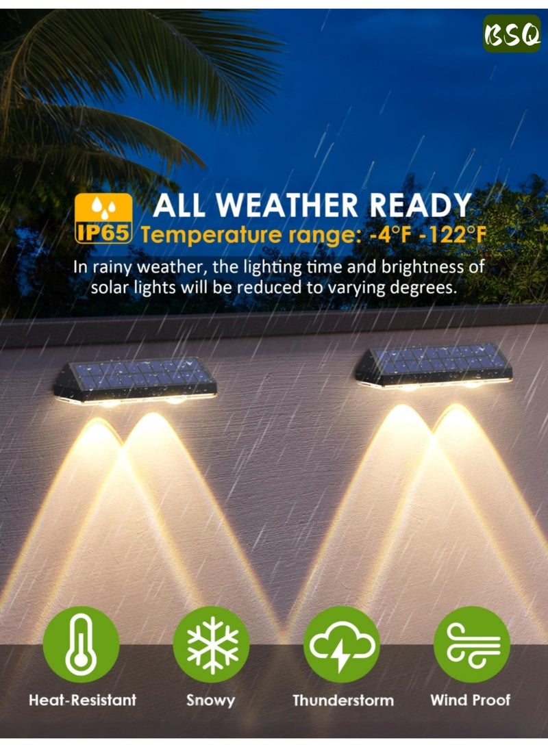 BSQ Outdoor Solar Fence Lights | 3 Modes (2700/4000/6000K) | IP65 Waterproof | Solar Lights for Outdoor Fences, Patios, Backyards, Railings, Steps, Courtyards, Deck Fences, Stair Handrails, and Walls (2-Pack) - Image 4