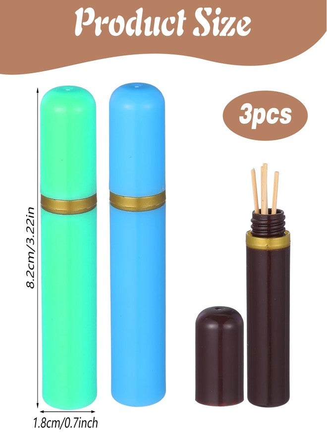 Ymapinc 3Pcs Portable Toothpick Holder Dispenser - Plastic Travel Toothpicks Case Pocket Pick Holder for Purse - Easy Carry for Men Women Travel - Image 2