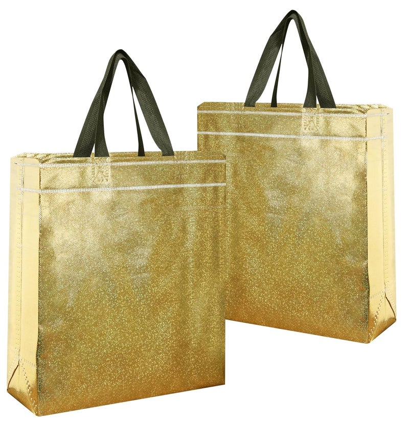 HOMENEX Glossy Metallic Gold Laminated Reusable EcoFriendly Return Gift Bags Designer Bags for Wedding Gifts Shagun Traditional Gifting GOLD BAG Xtra Small Pack Of 30 - Image 1