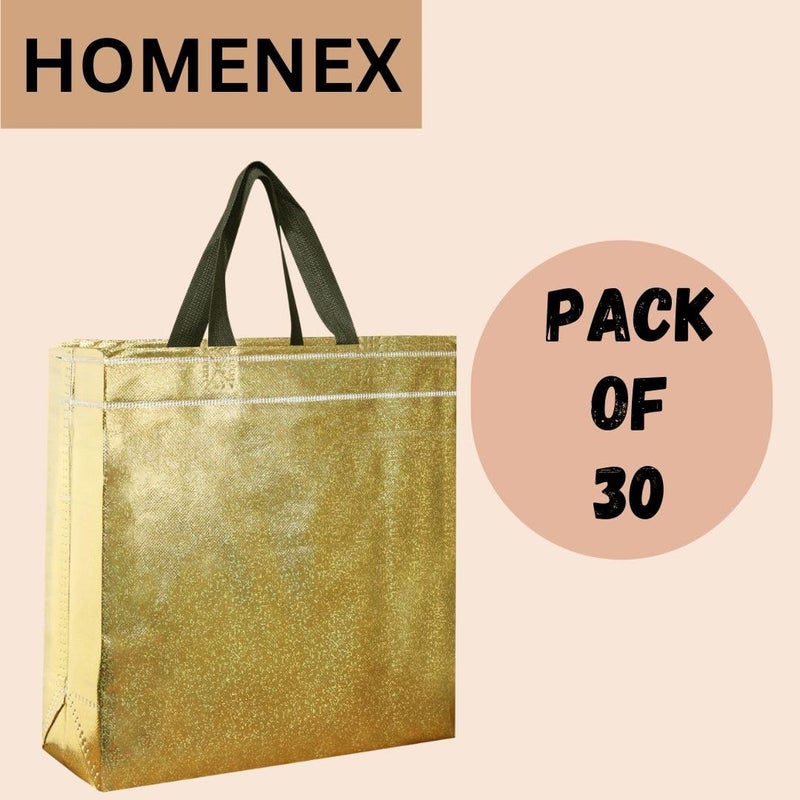 HOMENEX Glossy Metallic Gold Laminated Reusable EcoFriendly Return Gift Bags Designer Bags for Wedding Gifts Shagun Traditional Gifting GOLD BAG Xtra Small Pack Of 30 - Image 3