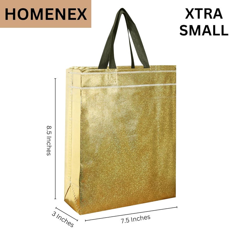 HOMENEX Glossy Metallic Gold Laminated Reusable EcoFriendly Return Gift Bags Designer Bags for Wedding Gifts Shagun Traditional Gifting GOLD BAG Xtra Small Pack Of 30 - Image 2