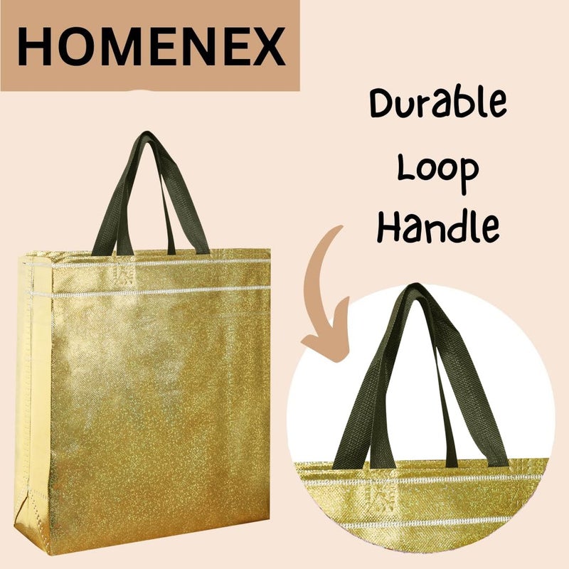HOMENEX Glossy Metallic Gold Laminated Reusable EcoFriendly Return Gift Bags Designer Bags for Wedding Gifts Shagun Traditional Gifting GOLD BAG Xtra Small Pack Of 30 - Image 5