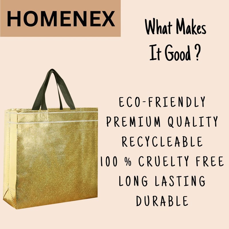 HOMENEX Glossy Metallic Gold Laminated Reusable EcoFriendly Return Gift Bags Designer Bags for Wedding Gifts Shagun Traditional Gifting GOLD BAG Xtra Small Pack Of 30 - Image 4