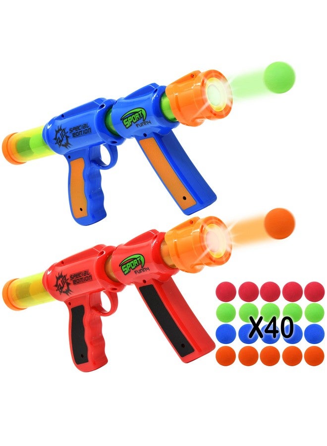 كيدي بلاي مسدسات وألعاب رغوية من Atomic Power Popper Air Soft Guns للأطفال مع 40 كرة رغوية (عبوة من مسدسين) - Image 1
