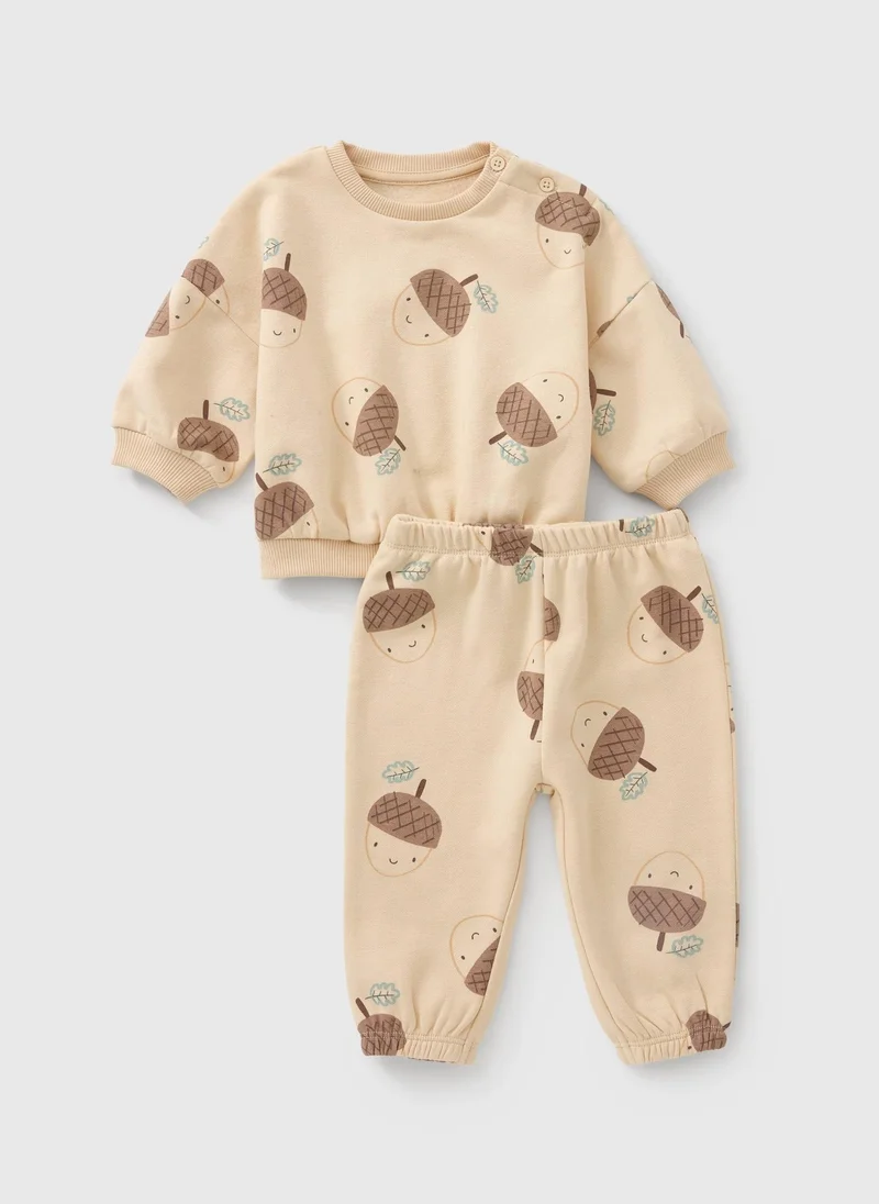 ماتلان Kids Cream Acorn Top & Jogging Bottoms Set