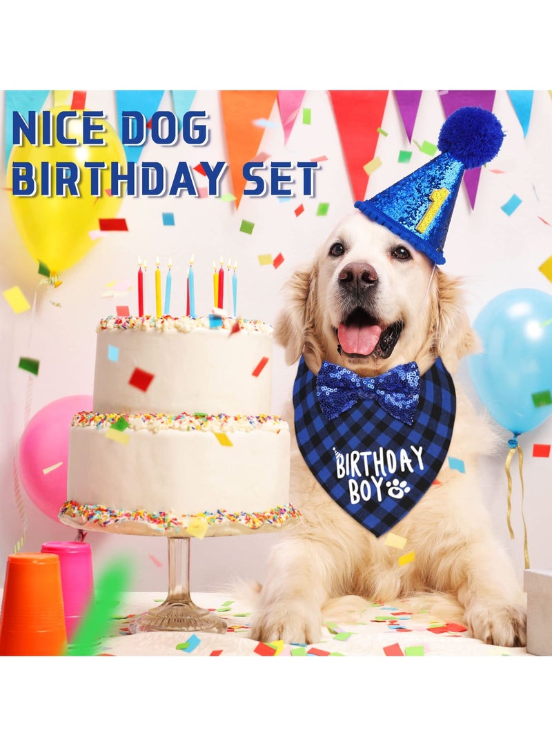 Zikra Pet Dog Birthday Party Supplies, Party Decorations Including Cake Inserts, Triangle Scarves, Clothes, Shirts, Cute Dog Birthday Hats, Bow Ties and Ties for Puppy Birthday Party Costumes (Blue) - Image 2