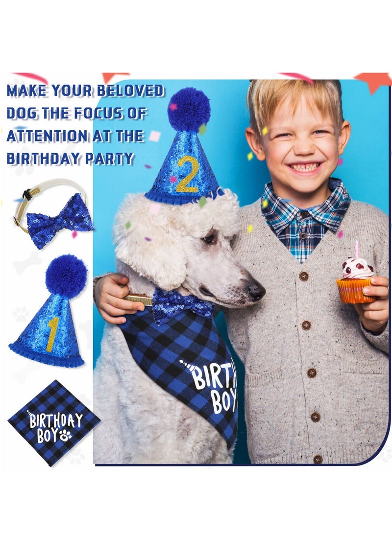 Zikra Pet Dog Birthday Party Supplies, Party Decorations Including Cake Inserts, Triangle Scarves, Clothes, Shirts, Cute Dog Birthday Hats, Bow Ties and Ties for Puppy Birthday Party Costumes (Blue) - Image 4