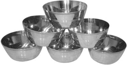 RBGIIT 6 Pcs Medium Size Stainless Steel Veg Bowl Vati Katori Serving Dish Stainless Steel Serving Bowl Silver Pack of 6 - Image 4