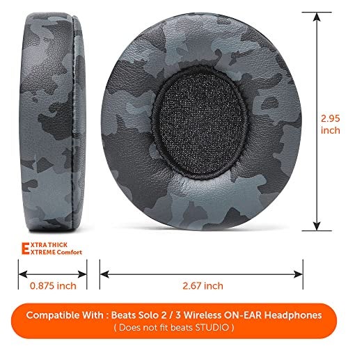 WC Wicked Cushions Premium Extra Thick Ear Cushion Pads for Beats Solo 3 & Solo 2 Wireless - Does Not Fit Beats Studio - Black Camo - Image 5