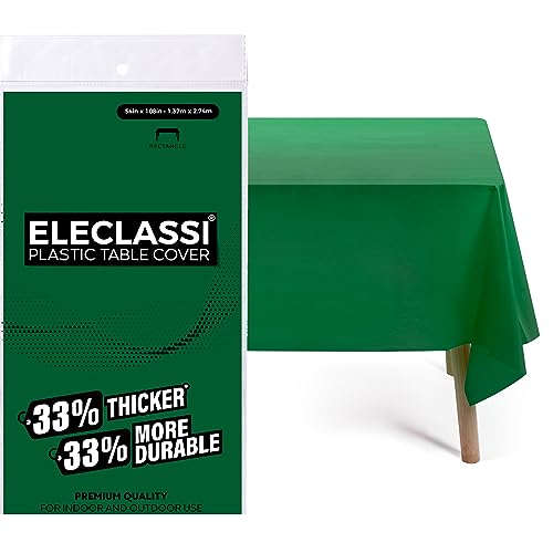 Eleclassi Emerald Green 12 Pack Premium Disposable Plastic Tablecloth 54 x 108 in  Plastic Table Cloth Disposable Tablecloth for Rectangle Table Up to 8 Feet