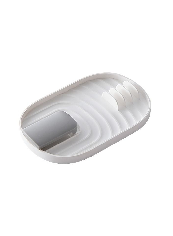 Y&D Folding pot cover rack, shovel integrated storage kitchen stove drain tool, chopsticks, spoon rack white colour  - Image 2