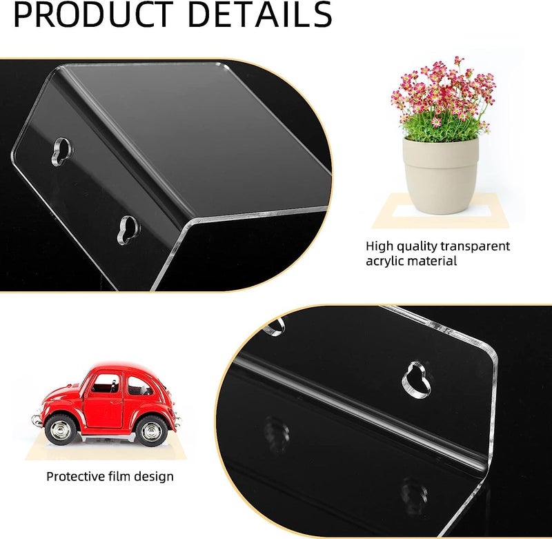 LUOBAO Acrylic Wall Shelves for Storage,Floating Shelf,Acrylic Display Shelves,Ledges for Pop Figures,Plant,Picture Photo for Bedroom Decor Living Room - Image 3